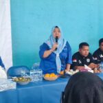 Ketua DPC PD Pulau Seribu, Neneng Hasanah saat menyampaikan sambutan di acara pelatihan saksi se- Sukapura.(foto Sofian/ipol.id)