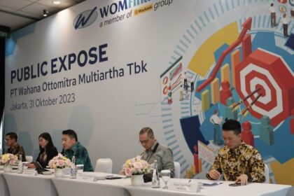 Jajaran BOD PT Wahana Ottomitra Multiartha Tbk saat menggelar Paparan Publik (Public Expose) Tahunan secara hybrid. Foto: WOM Finance