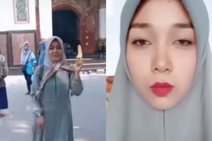 Wanita buat permintaan maaf sehabis joget India. Foto: IG, @terang_media (tangkap layar)