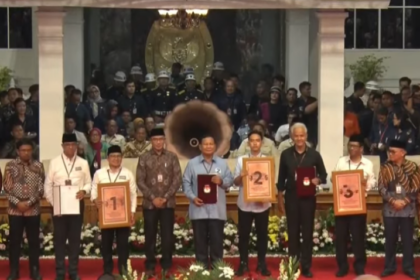 Proses penetapan nomor urus paslon Capres-Cawapres Pilpres 2024. Foto: Tangkapan Layar YouTube Kompas TV
