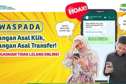 Sekretaris Perusahaan PT Pegadaian Yudi Sadono menghimbau kepada masyarakat untuk tidak mudah percaya dengan iming-iming barang lelang dengan harga murah dan segala bentuk modus lelang online mengatasnamakan PT Pegadaian sebagai upaya tipu daya pelaku penipuan.