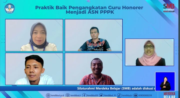 webinar Silaturahmi Merdeka Belajar (SMB) berjudul “Praktik Baik Pengangkatan Guru Honorer menjadi ASN PPPK” pada Kamis, (9/11).