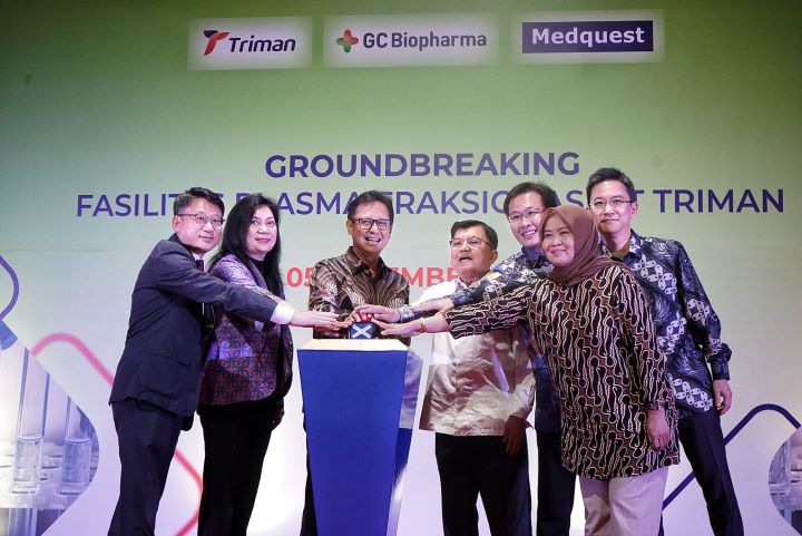 Tampak prosesi groundbreaking fasilitasp Plasma fraksionasi PT Triman. Foto: ist