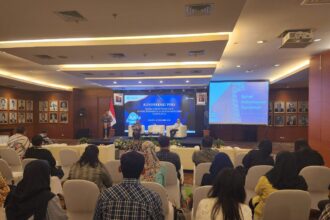 Konferensi Pers Hasil Survei IKK 2023digelar secara hibrida di Auditorium Kementerian Perdagangan, Jakarta. Foto/IST