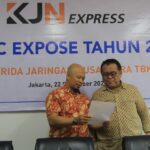 Direktur Keuangan PT Krida Jaringan Nusantara Tbk (KJN), Sunarto saat keterangan pers nya, Jumat (22/12/2023). Foto: istimewa