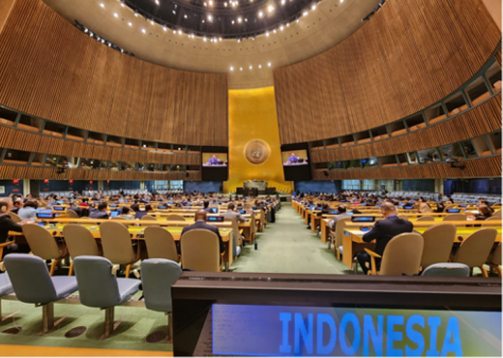 Indonesia berhasil menginisiasi diadopsinya Resolusi berjudul “Promoting Creative Economy for Sustainable Development” secara konsensus pada Sidang Majelis Umum (SMU) ke-78 PBB di New York. Foto: Kemlu