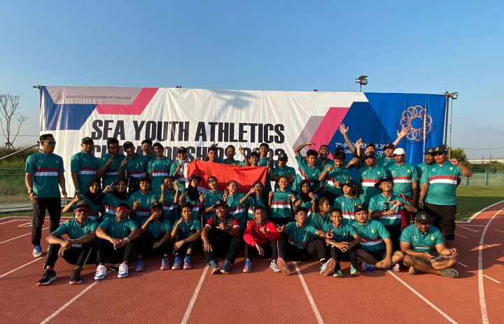 Kementerian Pemuda dan Olahraga (Kemenpora) RI layak bangga atas perjuangan dan prestasi yang diukir Tim Pelajar Atletik Indonesia dengan berhasil meraih perungkat tiga pada ajang 15th Sea Youth Athletics Championship 2023 di Thailand. Foto: Ist