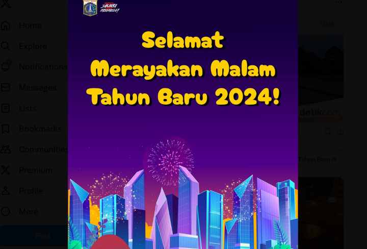 Malam pergantian tahun oleh Pemprov DKI Jakarta dibalut dalam program car free night (CFN). Acara berlangsung di sepanjang Jalan Jenderal Sudirman-Jalan MH Thamrin, Jakarta Pusat.