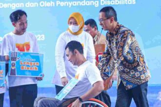 Pj Gubernur DKI Jakarta, Heru Budi Hartono saat pelaksanaan hari disabilitas di Ancol, Jakarta Utara.(foto dok pemprov)