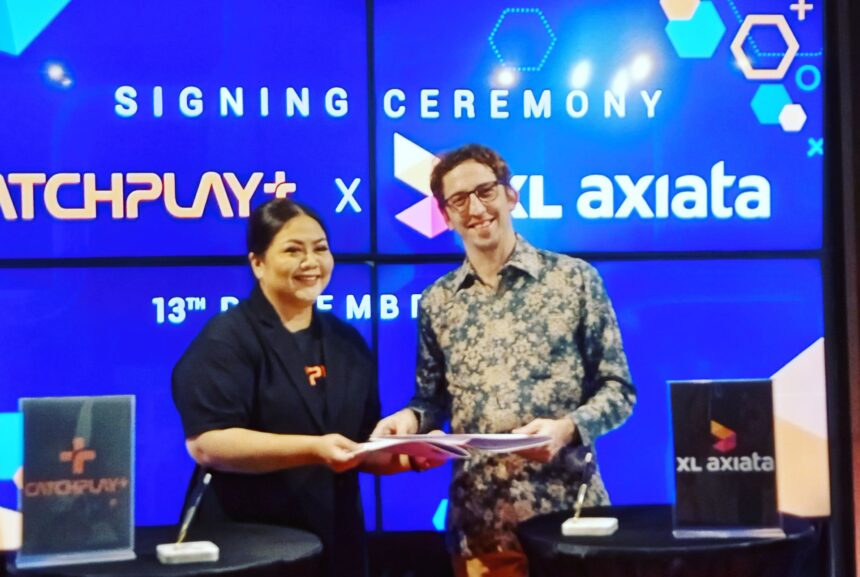 CATCHPLAY+ menjalin kerjasama dengan PT XL Axiata Tbk (XL Axiata) dalam menghadirkan konten premium berkualitas tanpa hambatan. Foto/ipol