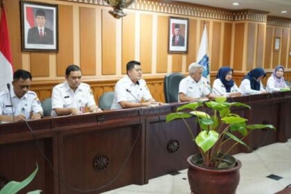 Didampingi Kepala Bagian Umum dan Protokol Kota Administrasi Jakarta Selatan, Paulinawati, dan jajaran terkait dari Pemkot, Asisten Perekonomian dan Pembangunan Kota Administrasi Jakarta Selatan (Jaksel), Mukhlisin, memimpin jalannya audiensi bersama PT. PLN Icon Plus di Ruang Rapat Gelatik Utama Kantor Walikota Administrasi Jaksel, Rabu (27/12). Foto: Ist