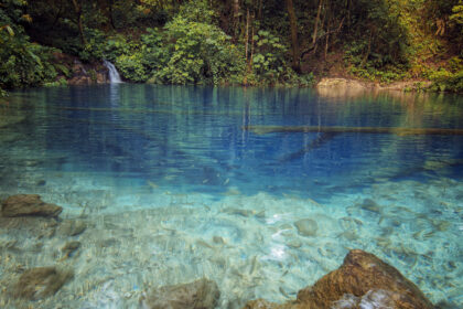 Bening dan jernih dikelilingi pepohonan yang rindang menjadi daya tarik utama Danau Kaco.