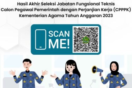 Kemenag mengumumkan hasil akhir seleksi jabatan fungsional teknis calon Pegawai Pemerintah dengan Perjanjian Kerja (CPPPK) 2023. Foto: Kemenag