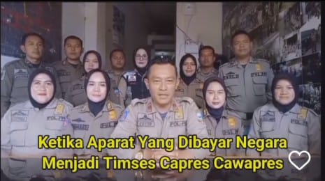 Belasan Satpol PP Garut mendeklarasikan dukung Prabowo-Gibran sebagai capres dan cawapres.