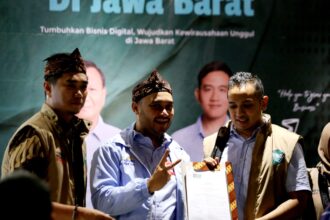 Sukarelawan Pengusaha Muda Nasional (Repnas) Jawa Barat mendeklarasikan dukungan untuk psangan Capres dan Cawapres nomor urut 2 Prabowo-Gibran. Foto: IST