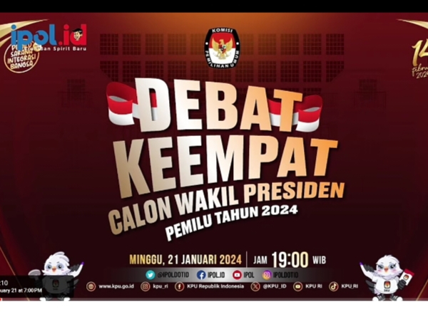 Dalam debat cawapres keempat, cawapres nomor urut 2, Gibran menyampaikan gagasan pembangunan lima tahun mendatang.(foto screenshot ipol.id)