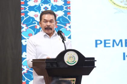 Jaksa Agung ST Burhanuddin dalam Entry Meeting Pemeriksaan Laporan Keuangan (LK) Kejaksaan RI Tahun Anggaran 2023 oleh Badan Pemeriksa Keuangan (BPK) RI, Senin (22/1/2024). Foto: Puspenkum Kejaksaan Agung