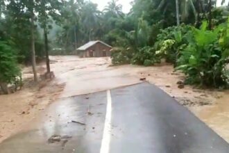 Kondisi banjir yang melanda wilayah Kabupaten Tojo Una-Una, Sulawesi Tengah, Minggu (21/1) sore. Foto: BPBD Kabupaten Tojo Una-Una