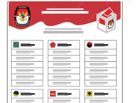 Ilustrasi surat suara di pileg 2024, yang sudah dicetak tanpa foto caleg diyakini akan mempersulit masyarakat di TPS.(foto freepik)