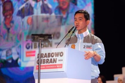 Cawapres nomor urut 02, Gibran Rakabuming Raka saat menyampaikan pidato politiknya di JCC, Jakarta. Foto: Instagram @gibran_rakabuming