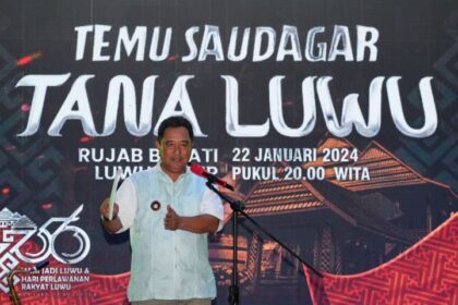 Pj Gubernur Sulsel Bahtiar pada acara Temu Saudagar Tana Luwu, di Rumah Jabatan Bupati Luwu Timur, Senin malam, 22 Januari 2024. Temu saudagar ini turut dihadiri sejumlah kepala daerah di Sulawesi. Foto: Ist