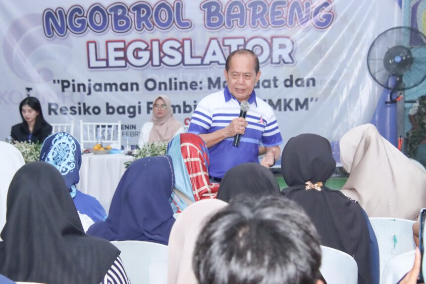 Syarief Hasan saat menjadi narasumber pada acara Ngobrol Bareng Legislator, dengan tema "Pinjaman Online : Manfaat Dan Resiko Bagi Pembiayaan UMKM". Acara tersebut berlangsung di GOR PGRI Desa Kademangan Kecamatan Mande, Kabupaten Cianjur, Jawa Barat, Senin (5/2/2024). Foto/IST