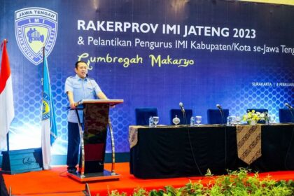 Wakil Ketua Umum Partai Golkar dan Ketua Umum Ikatan Motor Indonesia (IMI) Bambang Soesatyo membuka Rapat Kerja Provinsi (Rakerprov) IMI Jawa Tengah sekaligus melantik pengurus IMI di 19 Kabupaten/Kota Jawa Tengah.