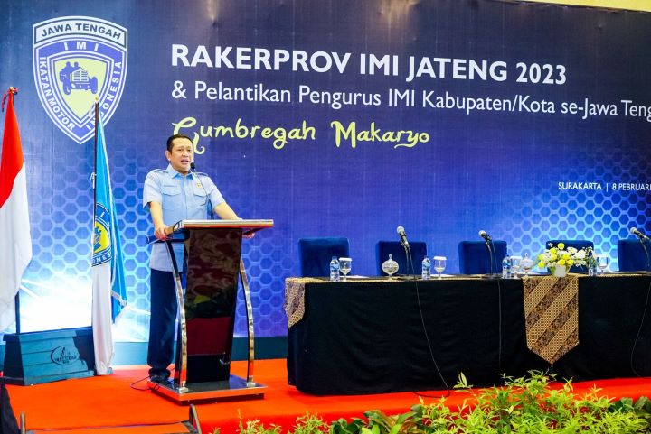 Wakil Ketua Umum Partai Golkar dan Ketua Umum Ikatan Motor Indonesia (IMI) Bambang Soesatyo membuka Rapat Kerja Provinsi (Rakerprov) IMI Jawa Tengah sekaligus melantik pengurus IMI di 19 Kabupaten/Kota Jawa Tengah.