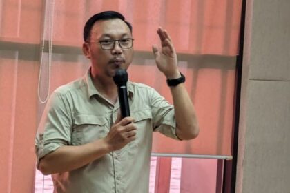 Kepala BPN Kota Depok Indra Gunawan menjadi pembicara dalam Konkernas PWI 2024 pada rangkaian Hari Pers Nasional (HPN) yang berlangsung di Candi Bentar Hall, Putri Duyung, Ancol, Minggu, 18 Februari 2024. (Foto: BPN Kota Depok)