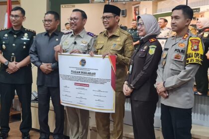 Badan Pertanahan Nasional (BPN) Kota Depok melaksanakan komitmennya dengan mendeklarasikan pencanangan zona integritas, Senin 26 Februari 2024. Foto: BPN Kota Depok