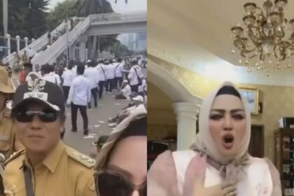Geger Ibu Kades ikut aksi gunakan kacamata LV. Foto: IG, @kabarnegri (tangkap layar)