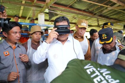 Pj Gubernur Sulsel, Bahtiar, usai menyaksikan proses Inseminasi Buatan (IB), di Desa Cendana, Kecamatan Cendana, Kabupaten Enrekang, Senin (19/2/2024). Foto: Ist