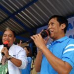 Ketua Umum Relawan Prabowo-Gibran Center, Masyudi saat memberikan sambutan di acara jalan sehat dan senam Gemoy di Tanggerang.(foto dok pribadi)