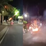 Video amatir rekam WNA tembak petasan ke jalan di Kuta Utara, Badung, Bali. Foto: IG, @lambe_turah (tangkap layar)