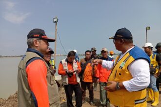 Peninjauan Tanggul Dukuh Norowito, Kecamatan Karanganyar, Jawa Tengah, Minggu (24/3). Foto: BNPB