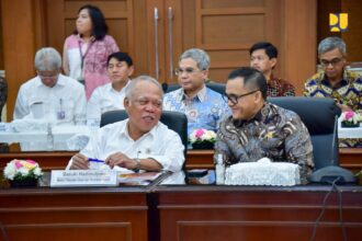 Menteri Pekerjaan Umum dan Perumahan Rakyat (PUPR) Basuki Hadimuljono menghadiri Entry Meeting Pemeriksaan Laporan Keuangan Pemerintah Pusat Tahun 2023 di Jakarta, Kamis (28/3/2024).