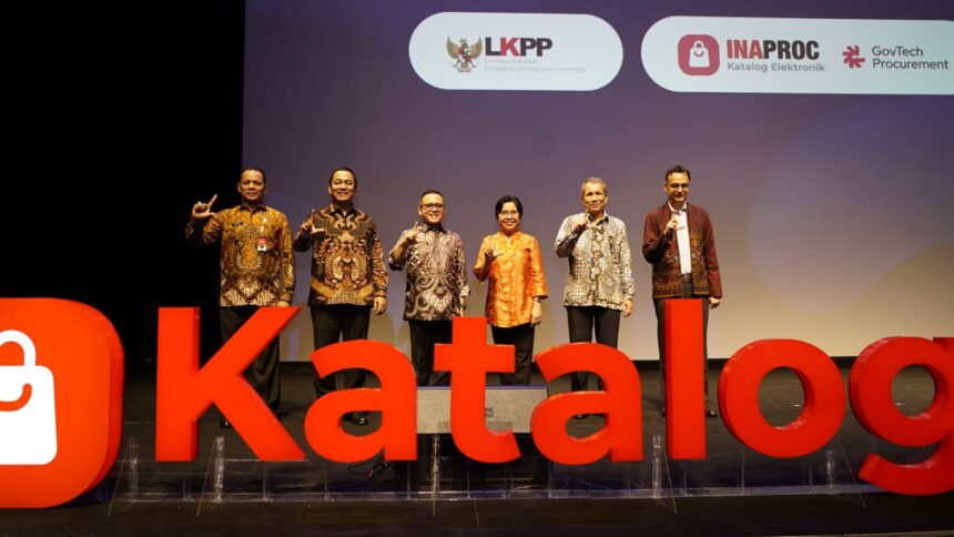 Lembaga Kebijakan Pengadaan Barang/Jasa Pemerintah (LKPP) saat luncurkan Katalog Elektronik Versi 6 pada Kamis (28/3) di Jakarta. Foto: Telkom Indonesia