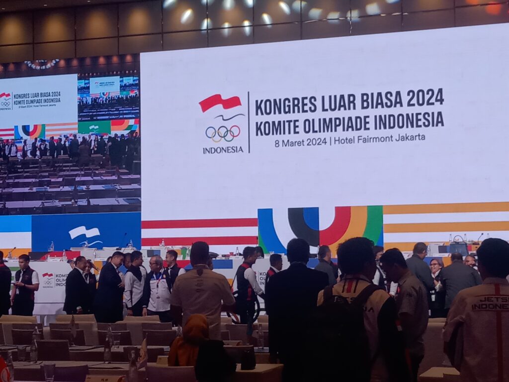 Komite Olimpiade Indonesia (NOC Indonesia) menggelar Rapat Anggota sekaligus Kongres Luar Biasa (KLB) di Hotel Fairmont, Jakarta. Foto/ipol