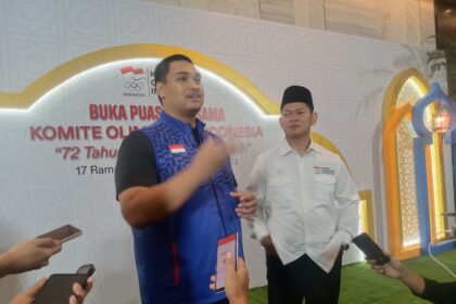Menpora Dito saat acara buka puasa Komite Olimpiade Indonesia (KOI/NOC Indonesia) dengan Nasional Federasi (PB/PP) di Hotel Bidakara Jakarta Selatan, Kamis (28/3/2024). Foto/ipol