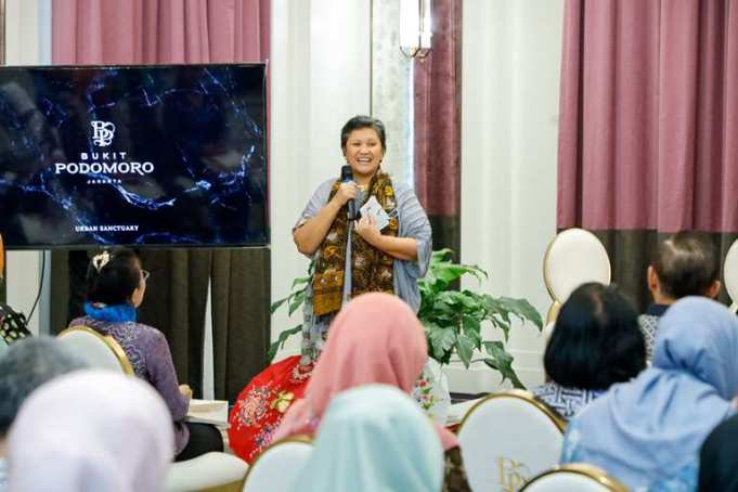 Lestari Moerdijat, saat mmeberikan sambutannya dalam acara yang bertema 'Super Drink dan Minuman Herbal untuk Kesehatan', di Bukit Podomoro, Jakarta Timur, Minggu (3/3/2024). Foto: IST