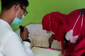 Petugas Dinkes Pemprov DKI Jakarta melakukan pengecekan sarang nyamuk. Foto: Pemprov dki jakarta