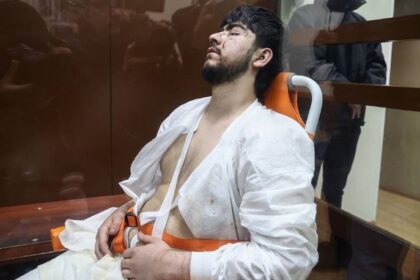 Salah satu tersangka penyerangan ke gedung konser di Balai Kota Crocus Rusia. Foto: TASS