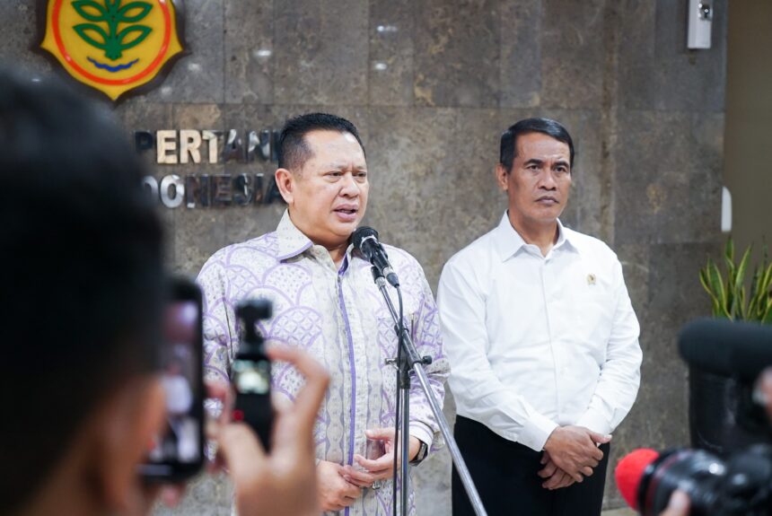 Bamsoet usai bertemu Menteri Pertanian Andi Amran Sulaiman di Jakarta, Senin (1/4/24).
