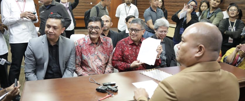 Sekjen DPP PDIP, Hasto Kristiyanto saat berada di MK.(Foto dok MK RI)