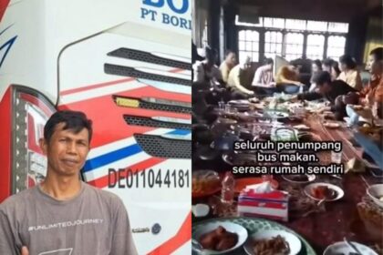 M Satir sopir rute Palu-Makassar ajak penumpang bus untuk makan dirumahnya saat lebaran. Foto: IG, @baturajaupdate (tangkaplayar)