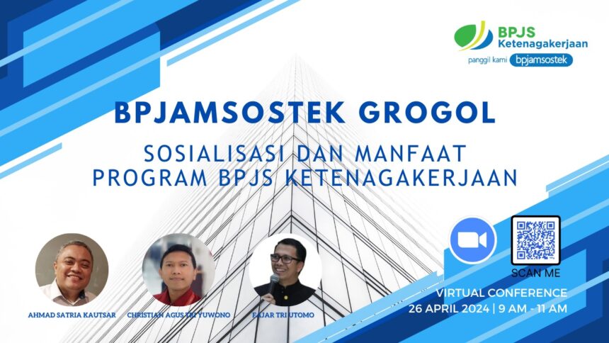 Kantor Cabang BPJS Ketenagakerjaan Jakarta Grogol menggelar sosialisasi layanan dan manfaat program kepada seluruh perusahaan binaan di seluruh Indonesia. Sosialisasi tersebut berlangsung secara telekonferensi.