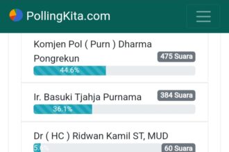 Survei bakal calon gubernur DKI Jakarta versi pollingkita.com yang dilansir pada Sabtu (20/4/2024). Foto: Tangkap layar