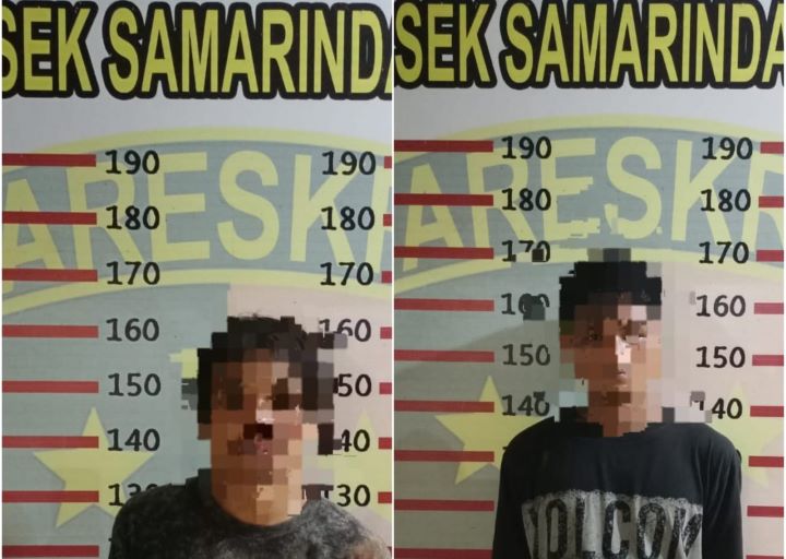 Team Elang Polsek Samarinda Kota di-backup opsnal Polsekta Samarinda Sebrang melakukan penangkapan terhadap 2 pelaku pencurian bersama hasil curiannya. Foto: Ist