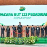 PT Pegadaian menggelar upacara secara hybrid memperingati HUT ke-123 yang jatuh pada hari Senin 1 April 2024. Foto: Ist
