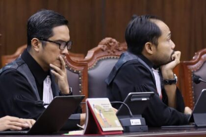 Proses sidang PHPU yang berlangsung di Mahkamah Konstitusi (MK).(foto dok MK RI)